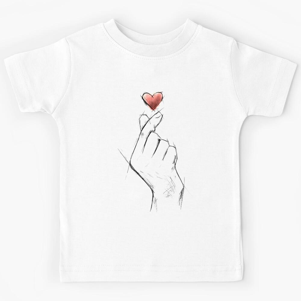Sketch heart kpop hand symbol Kids T-Shirt 130