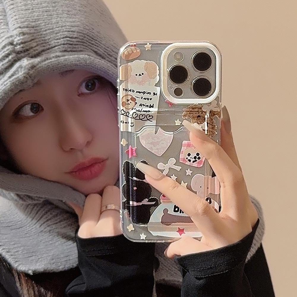 Cute Collage Style for Apple 15 Promax Mobile Phone Case for IPhone 17 Card Bag 16 Full Package 13 Korean Style