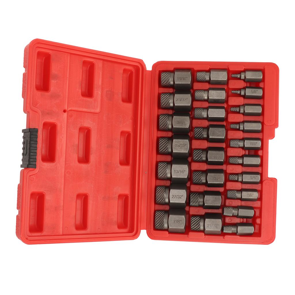 25PCS Screw Extractor Set Efficient Steel Easy Out Multi Spline Bolt Extractor Set for Power and Hand Tools