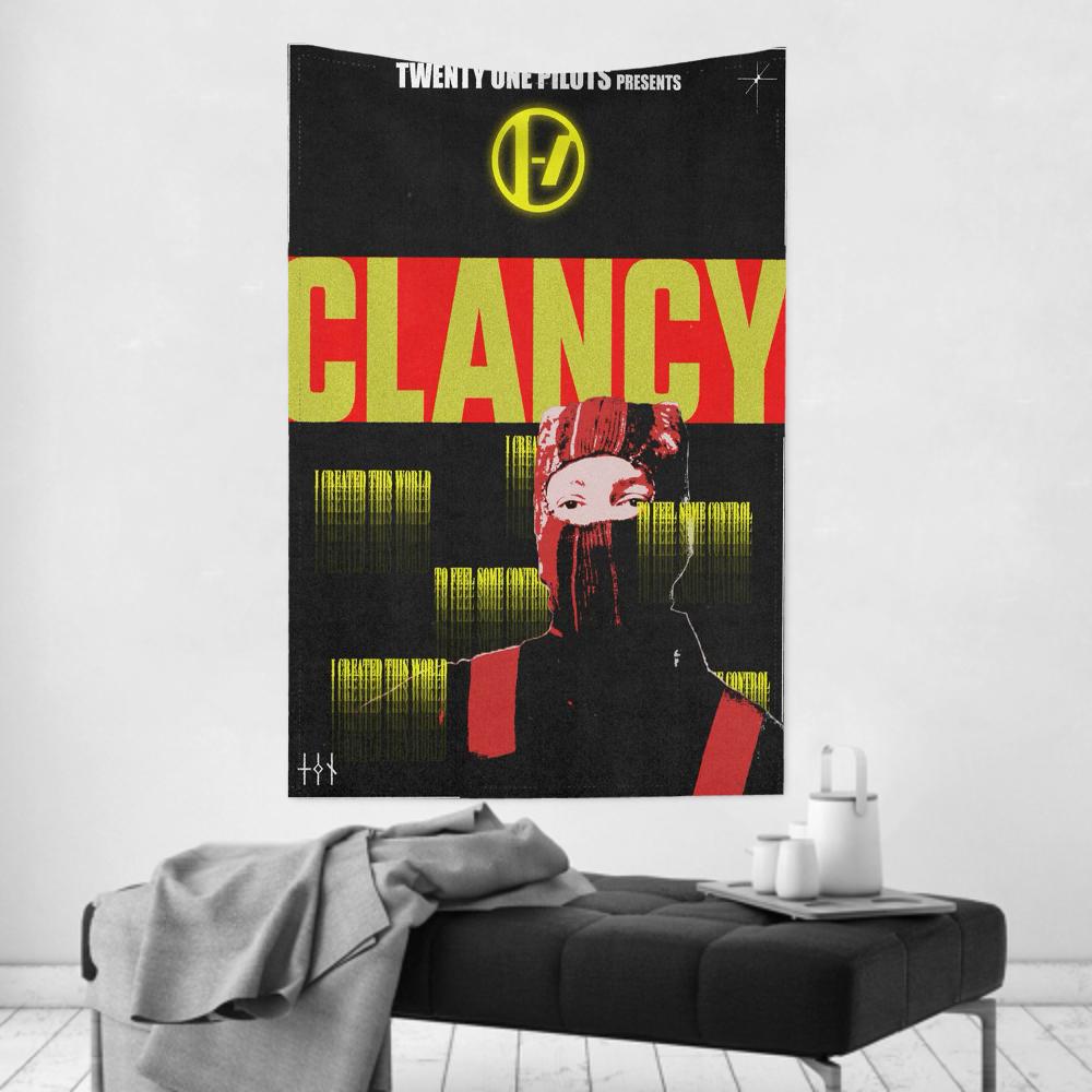 Rock Band Ttwenty One Ppilot Clancy Wandteppich Raumdeko Wandtuch Party Hängender Hintergrund Raumdeko Babyzimmer
