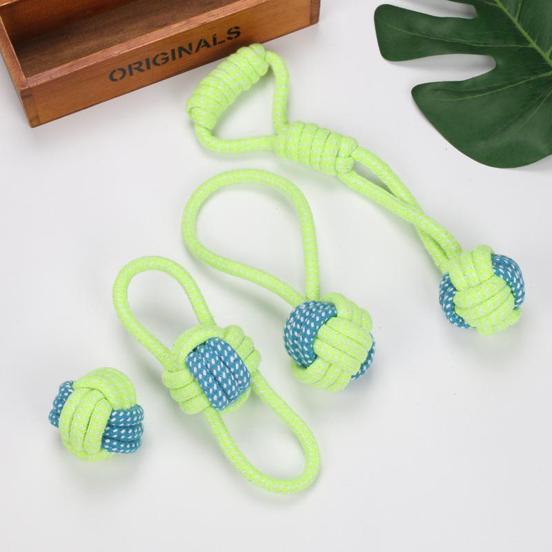 Durable Cotton Rope Pet Toy Set: Teething & Knotted Ball Toys for Cats and Dogs