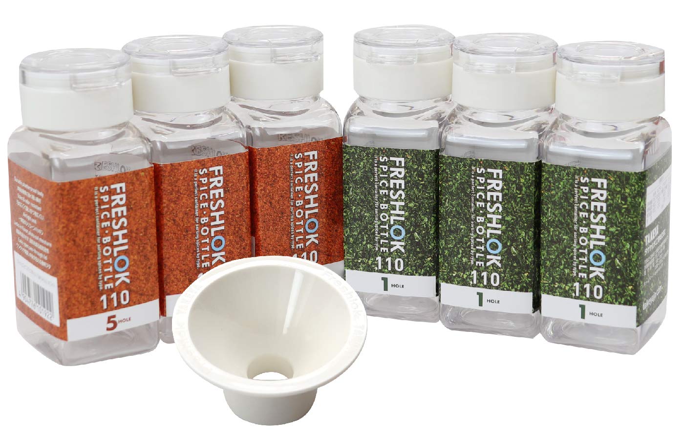 

Официальный набор бутылочек для специй Takeya 3 x 1 3 x 5 с хранением Куриный белый 6, 110 мл, Отверстие, Отверстие, Воронка, Контейнер, FRESHLOK, Герметичный, Герметичный, белый