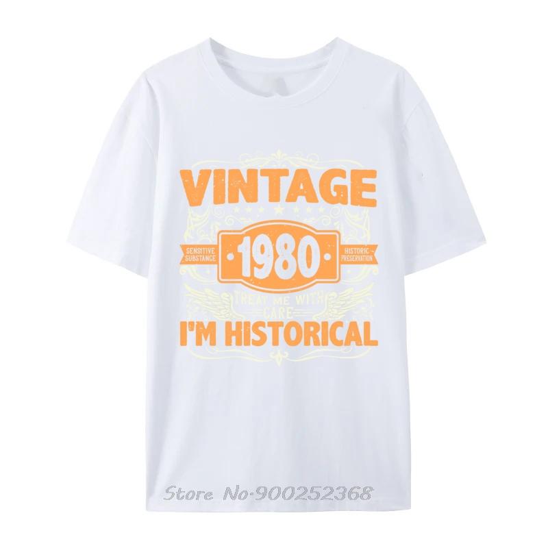 Приталенная футболка 1980 День рождения Винтаж 1980 Родился в 1980 Сделано в 1980 Футболка Мужская Новая Повседневная Футболка Смешная С круглым вырезом Топы Футболки S