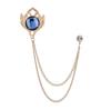 Luxury Rhinestone Tassel Chain Brooch for Men Vintage Corsage Shirt Coat Lapel Pins Elegant Wedding Party Badge Jewelry