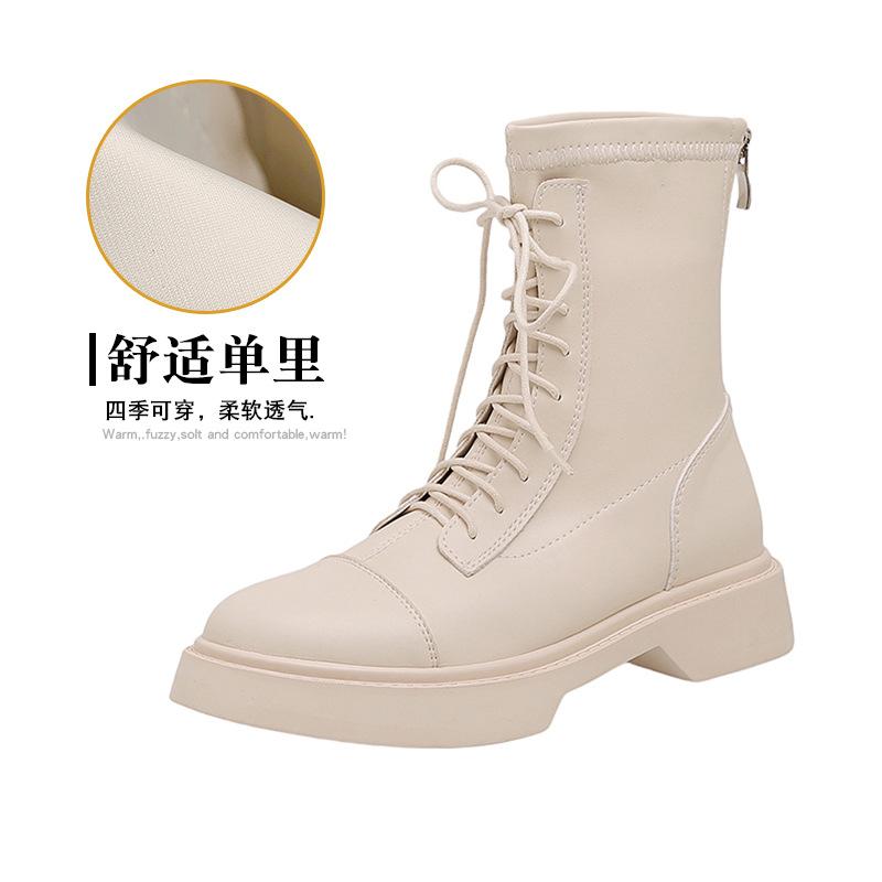 Martin boots women's new autumn and winter short boots flat-bottomed thick-soled British style women's boots elastic boots thin boots