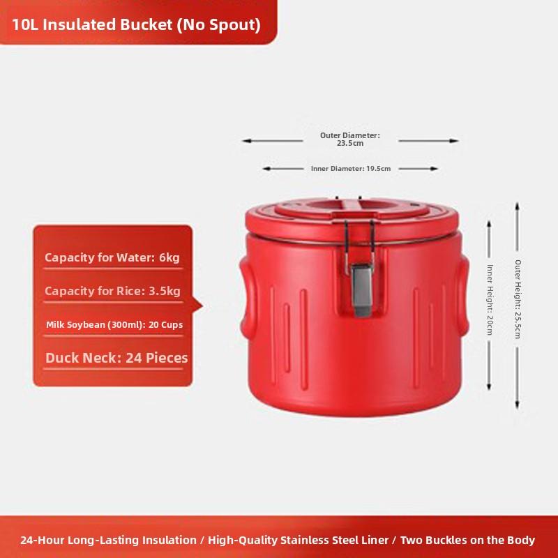 

Large Capacity Stainless Steel Insulated Soup Bucket Commercial Stall Selling Porridge Milk Tea Ice Bucket Canteen Soup Bucket