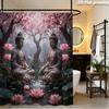 Hoge Kwaliteit Zen Boeddha Lotus Kerselbloesem Douchegordijn Waterdicht Badkamer Decoratie Aziatische Spirituele Toilet Home Spa Liner