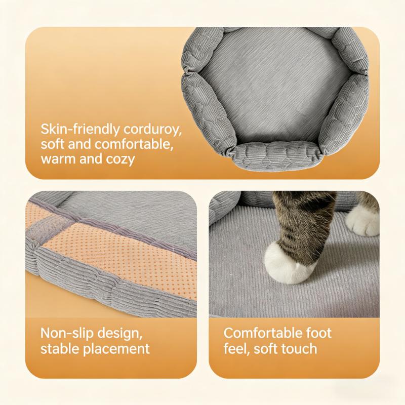 Winter-warm Detachable and Washable Pet Bed Corduroy Wear-resistant Cat and Dog Sleeping Pad Large Space Suitable for All Season