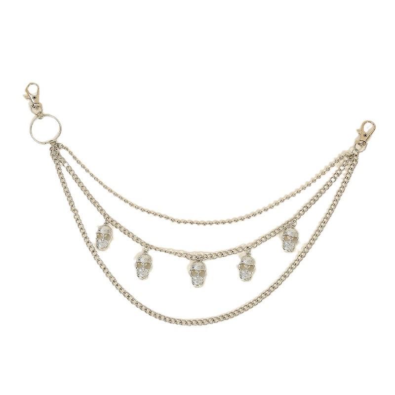 Skull Pendant Halloween Pants Chain: Trendy Metal Waist Accessory