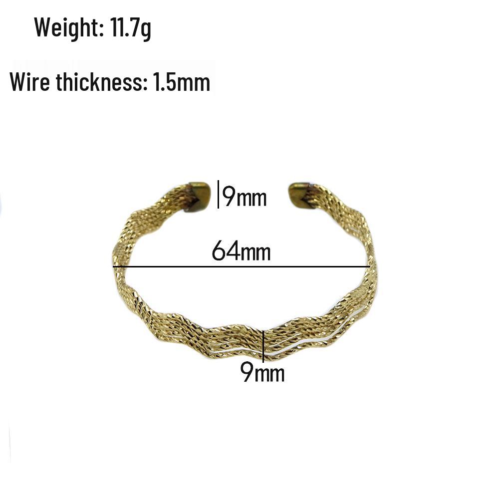 European Minimalist Engraved Wave Pattern Multi-Line Bracelet