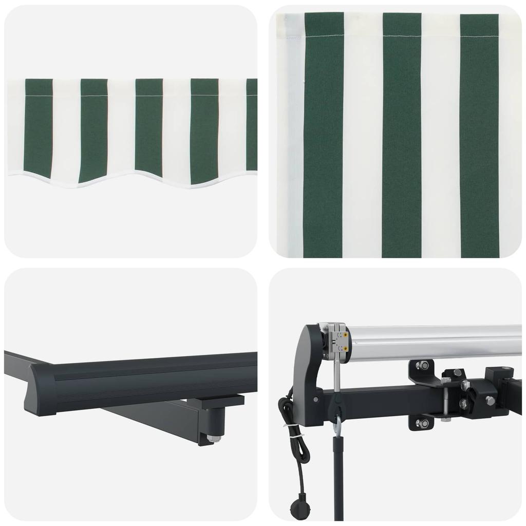 Retractable Awning Green and White 600 X 300 Cm