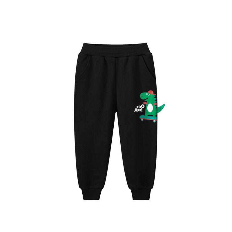 27Kids Children s Clothing Autumn and Winter Children s Sports Pants Boys  Dinosaur Sweatpants Boys  Pure Cotton Big Terry Long Pants 5706H Black (Large Terry) 140