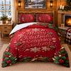 Christmas 3Pcs Bedding Set 1 Bed Sheet 2 Pillowcases Printed Bedroom Bedding Holiday Gift