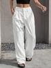Women's High Waist Wide Leg Pants with Pleated Detail and Contrast Waistband