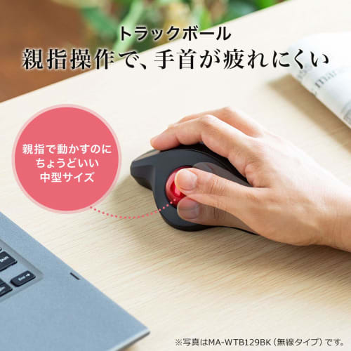 SANWA SUPPLY Trackball cu fir silențios cu 3 butoane optic MA-TB128BK