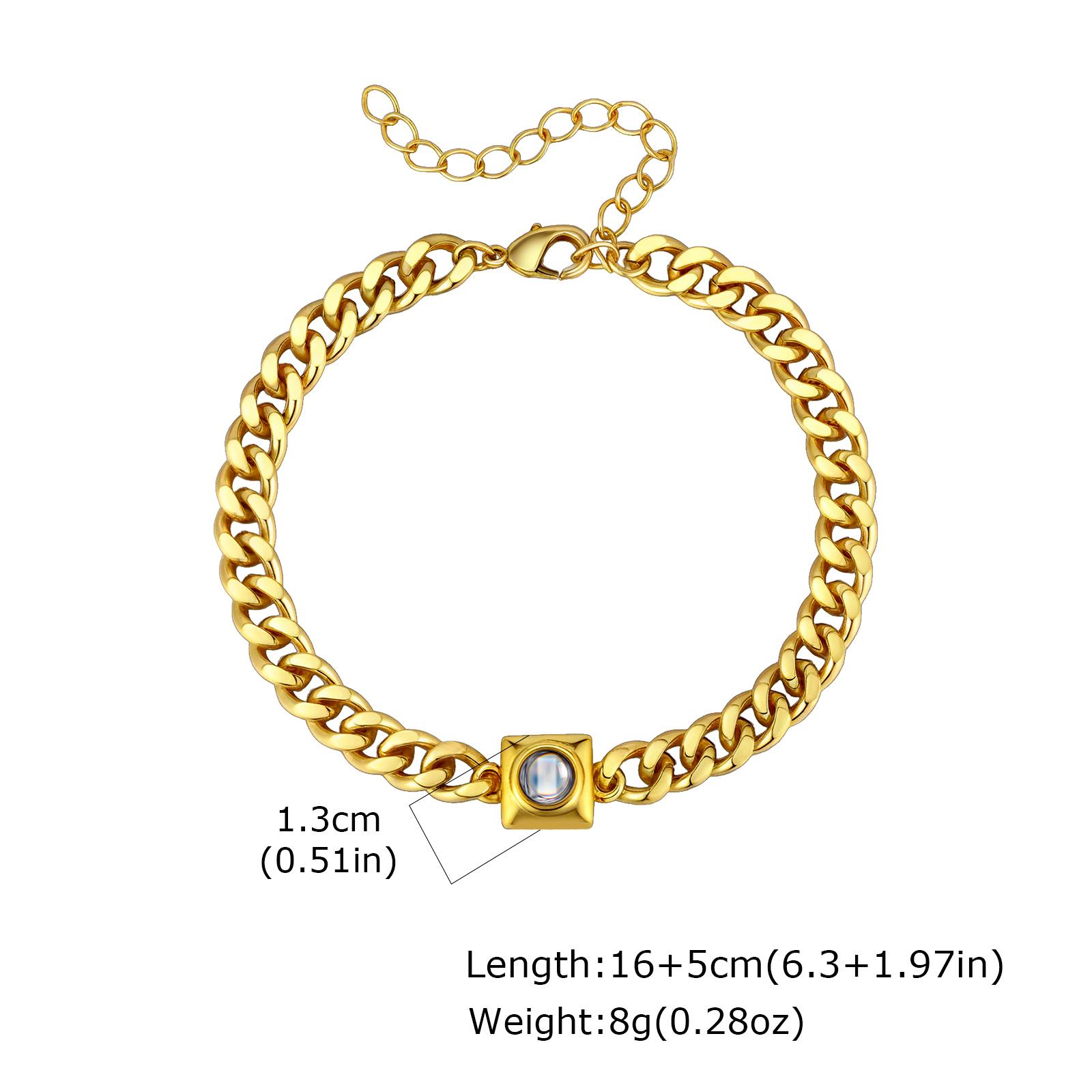 

Custom Photo Projection Bracelet Stainless Steel Cuban Link Chain Personalized Picture Memory Jewelry Gift for Men Women Family золотий