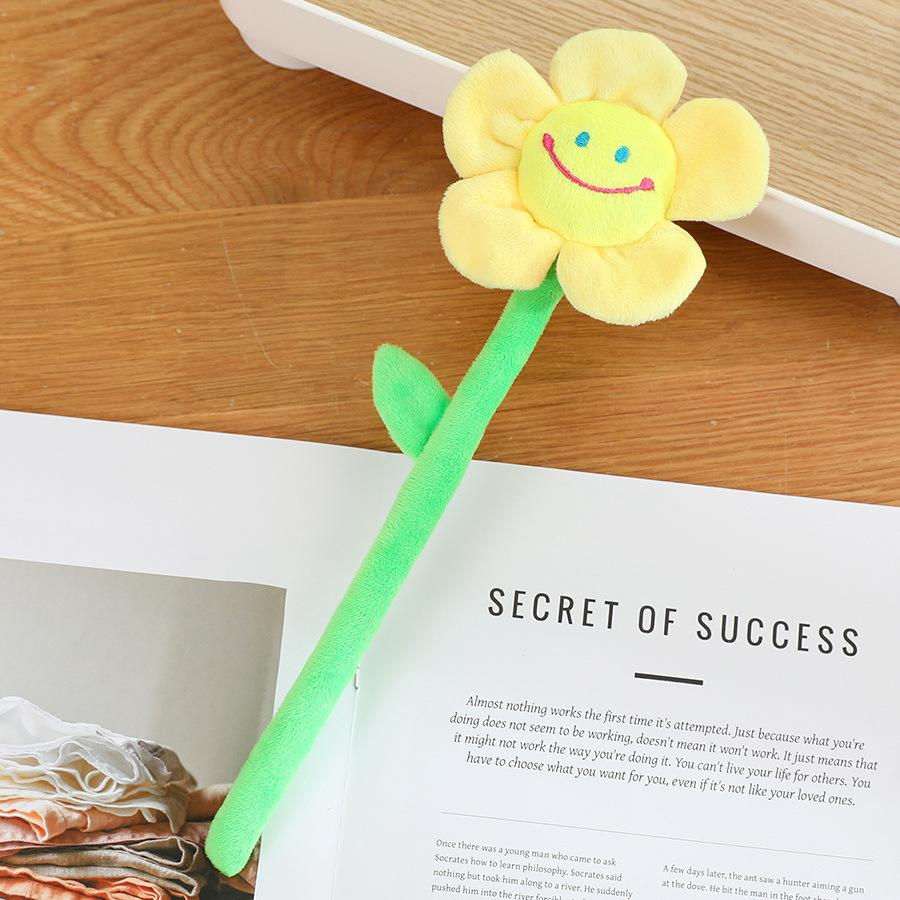 Creative smiley face sun flower plush toy rose fabric bouquet curtain flower buckle flower shooting prop decoration