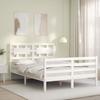 VidaXL Bed Frame with Headboard White Small Double Solid Wood 3194412