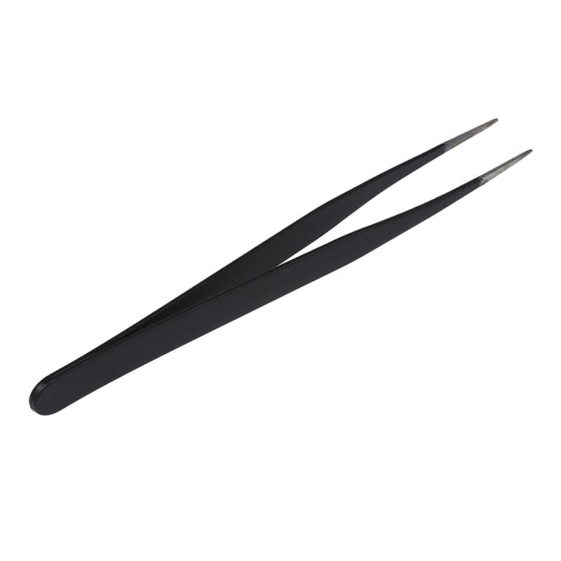 A03F-10X Black Metal Straight Sharp Tip Tweezer