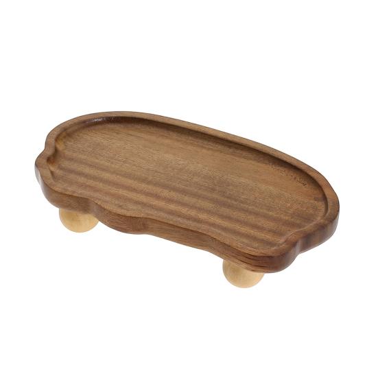 Wooden Display Tray Small Riser Pedestal Stand Rustic Elevated Tray Wooden Riser for Jewelry Perfumes Candles Plants Farmhouse Tabletop Decor