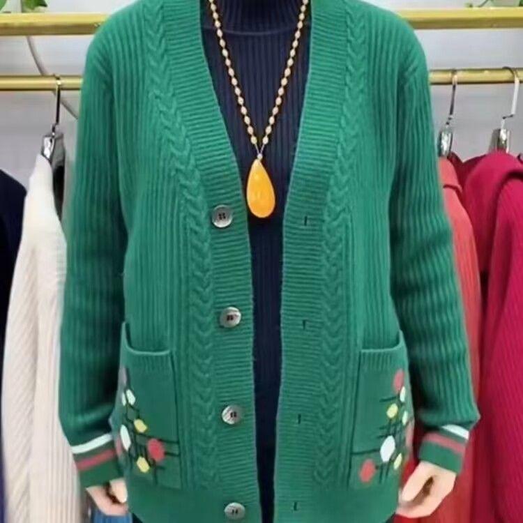 Spring Autumn Women Sweater Cardigan Coats Fashion Embroidered Short Knit Sweater Jacket Outerwear
