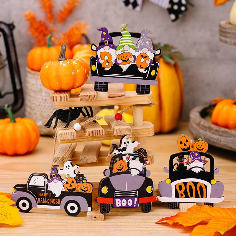Wooden Pumpkin Charming Gnome Car Hanger Delightful Halloween Spirit Decor