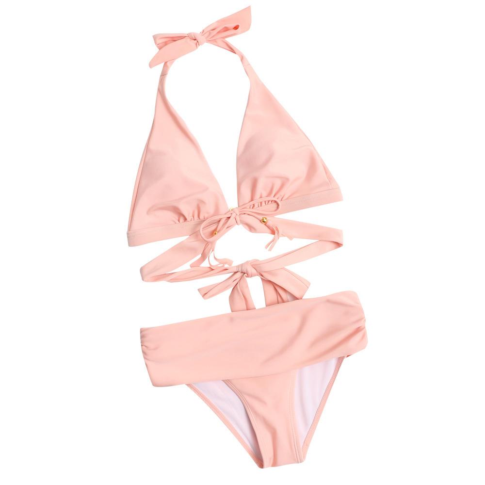 Letni strój kąpielowy dla pań Seksowne bikini z wysokim stanem strój kąpielowy z rozcięciem