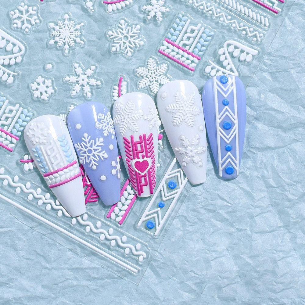 Cute Christmas Nail Art Stickers Winter Nails Polish Sticker 3D Manicure Decals  Manicurist