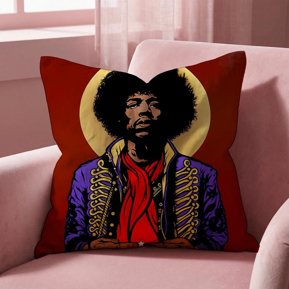 SingerJ-Jimi H-Hendrix Cushion Cover Multi-Scene Pillow Cover for Home & Car - Reversible, Soft & Durable for Daily Use