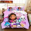 3D Gabi's Puppenhaus Bettwäsche Set Bedruckte Einzeldecke Tagesdecke Bettbezug Kissenbezug 3-teilige Sets Kinder Erwachsene Größe