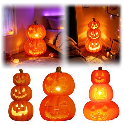 Décoration Citrouille Lumineuse d'Halloween pour Accessoire de Fête Intérieur Extérieur