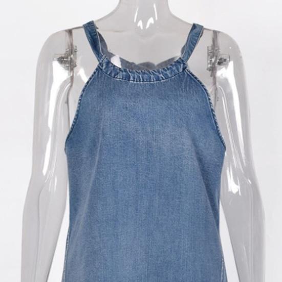 Dámské tílko Halter Denim Bez rukávů Ležérní Špagetová ramínka O Neck