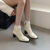 2025 new side zipper versatile high-heeled boots fashionable temperament short boots retro pleated thin boots women