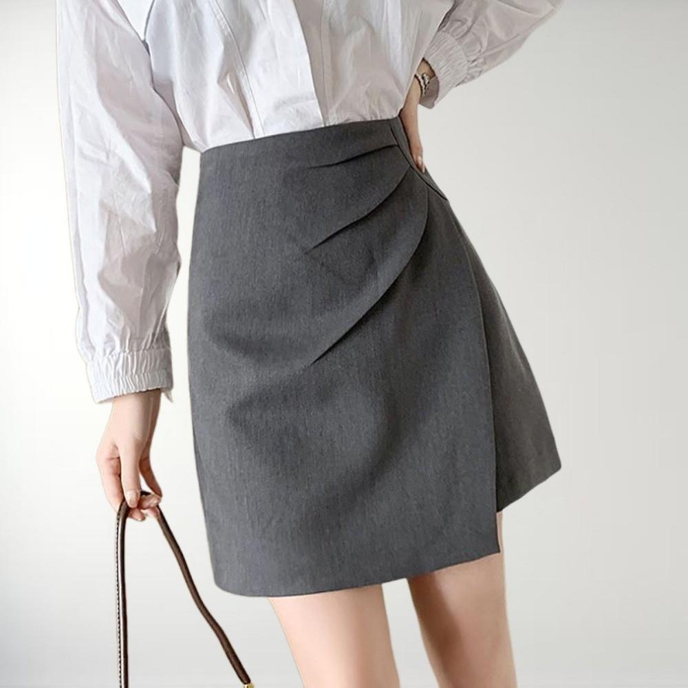 

Qooth Summer A line Mini Asymmetrical Skirt Bodycon Pencil Skirt Large Size Office Lady QT2629 XXXXL