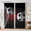Flat Printing Curtains Soccer Balls Goal Net Image Polyester Without Electricity Versatile Use Holiday Family Set Of 2 Made