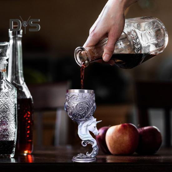 Dragon Wine Goblet Cat Chalice Cup Stainless Steel Resin Gothic Macabre Halloween Decorative Bar Whiskey Cocktail Drinking Glasses for Beer Wine