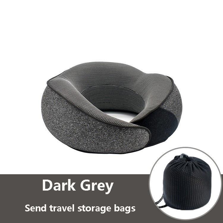 

Memory Foam Travel Neck Pillow for Airplane & Car, Ergonomic U-Shape Design with Portable Storage Bag, Support for Office Nap темно серый