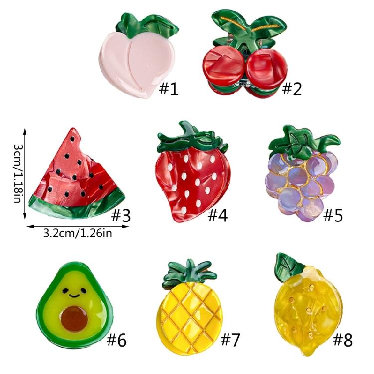 Mini Fruit Shape Side Bangs Hair Claw Shinning Hair Claw Girl Casual Hairpin