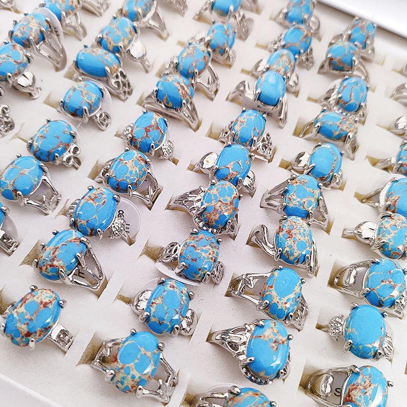 

10 шт. мужские и женские кольца из сплава с имитацией бирюзового кольца, аксессуар, кольцо с бирюзовым указательным пальцем