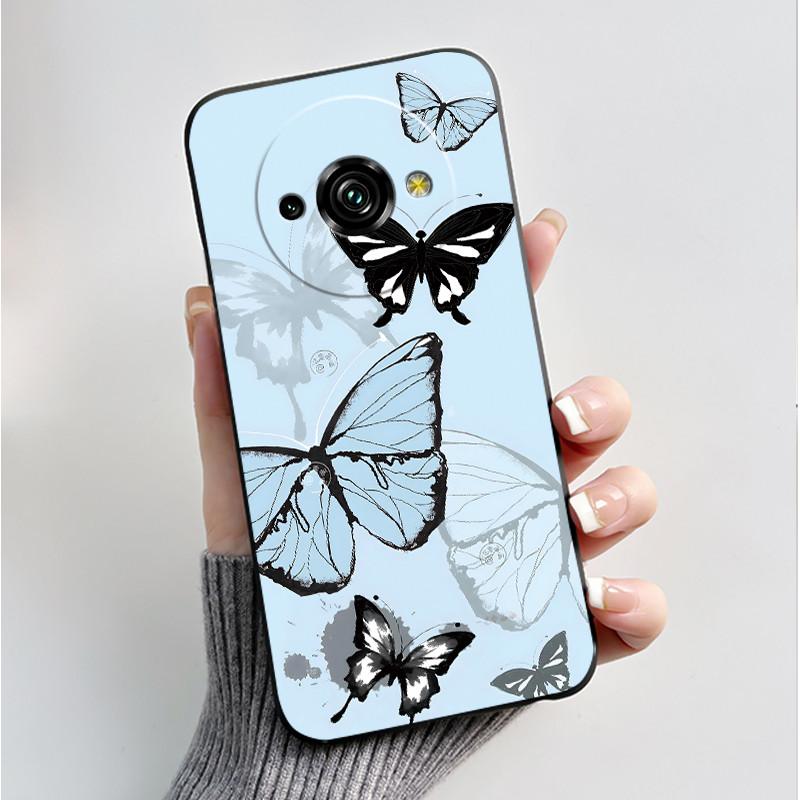 Phone Case For Oukitel C59 Pro Casing Luxury Fashion Butterfly Flower Cellphone Cases Black Jelly Soft Slim Silicone Back Cover