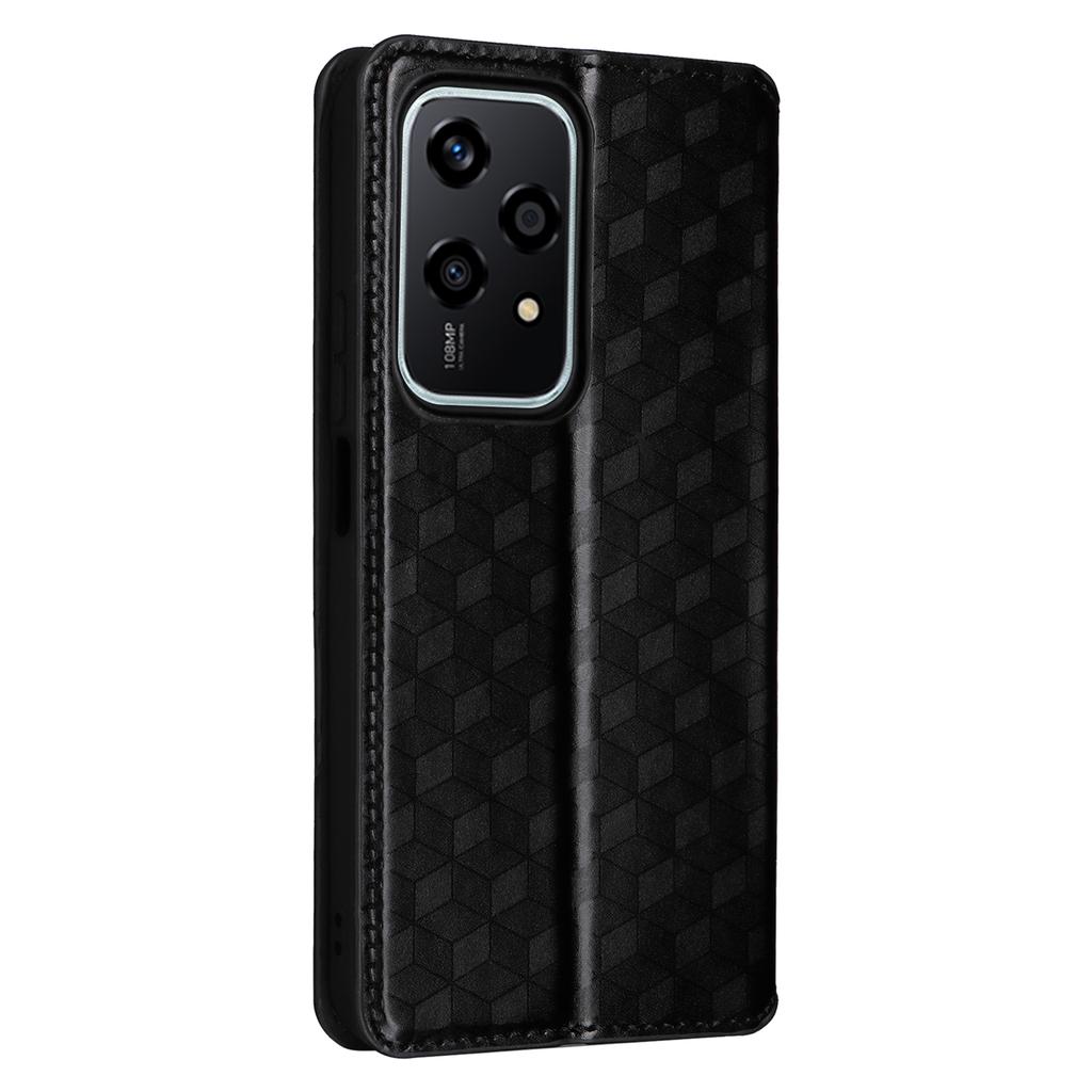 For Honor 200 Lite Case Leather Rhombus Pattern Magnetic Auto-Absorbed Phone Cover