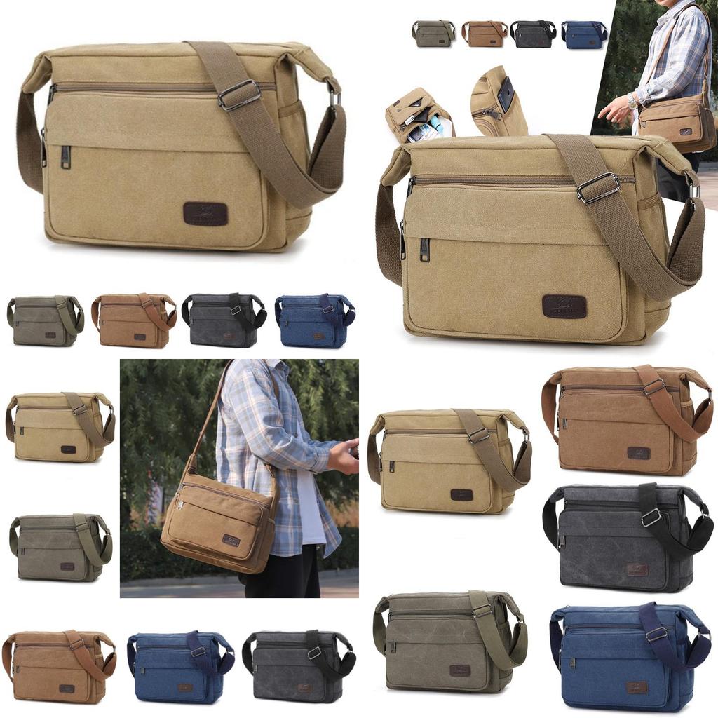 Large Capacity Canvas Shoulder Bag For Men Street Style Durable Material Travel Companion