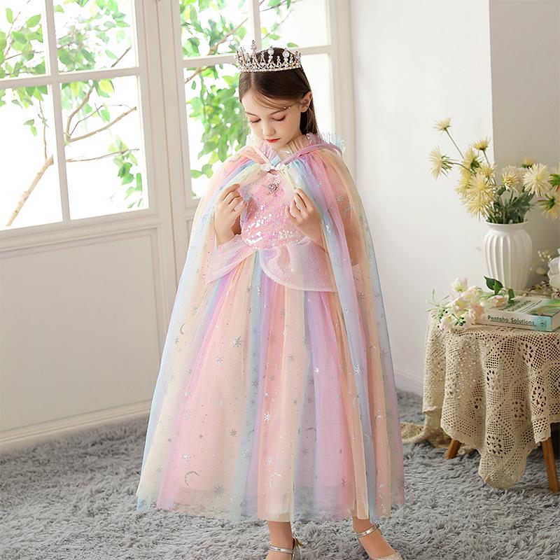 Elsa Cape Shawl: Kids' Festival Birthday Outfit & Performance Costume for June 1st Children's Day
