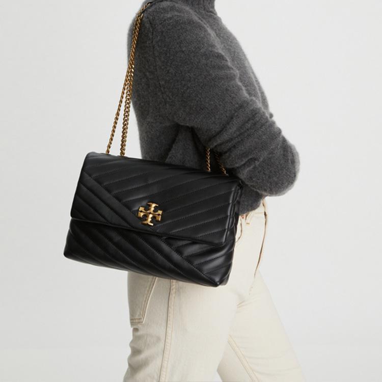 Tory Burch Kira Acolchada Cuero Cadena Correa de Hombro Bolso Cruzado de Cuero Grande Bolsos para Mujer Negro 90446-001