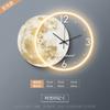 Adhesive Moon Wall Clock with LED Light No Drill Silent Modern Night Light for Living Room Dorm Kitchen Decoration