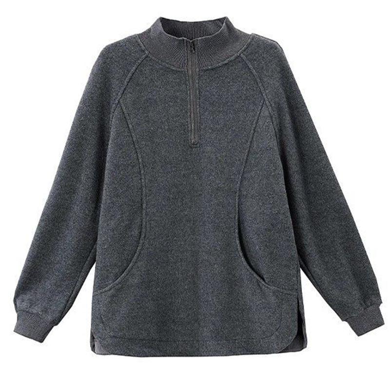 Sweatshirt for Women Cotton Oversize Half-open Collar Fleece Thickened Loose Round Neck Casual Pullover Long Sleeve Top Sweatshirt