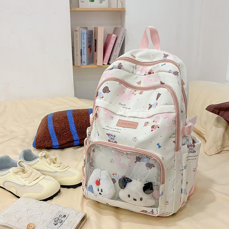 Новый высококачественный женский рюкзак, милый прозрачный рюкзак с таксой, большая вместимость, повседневный школьный рюкзак, женский single bag [without pendant] розовый