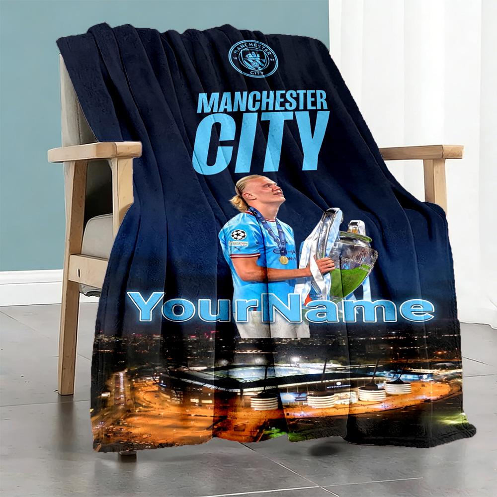 Manchester City Personalized Name Blanket Multi-purpose Personalized Blanket Durable Comfort Suitable for Picnics Sofa Living Room Nap