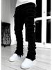 Men's Multi-Color Patch Slim-Fit Flared Jeans - Trendy High Street Style 2023