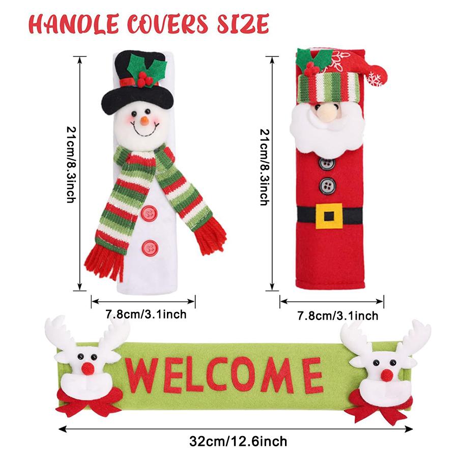 3pcs Christmas refrigerator handle cover, Christmas decoration, indoor home decoration, Christmas kitchen decoration
